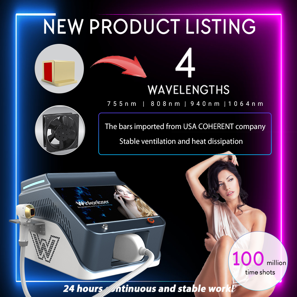 AresSmart® DL500 Desktop 4 Wavelength 808 755 940 1064Nm Laser Hair Removal Machine